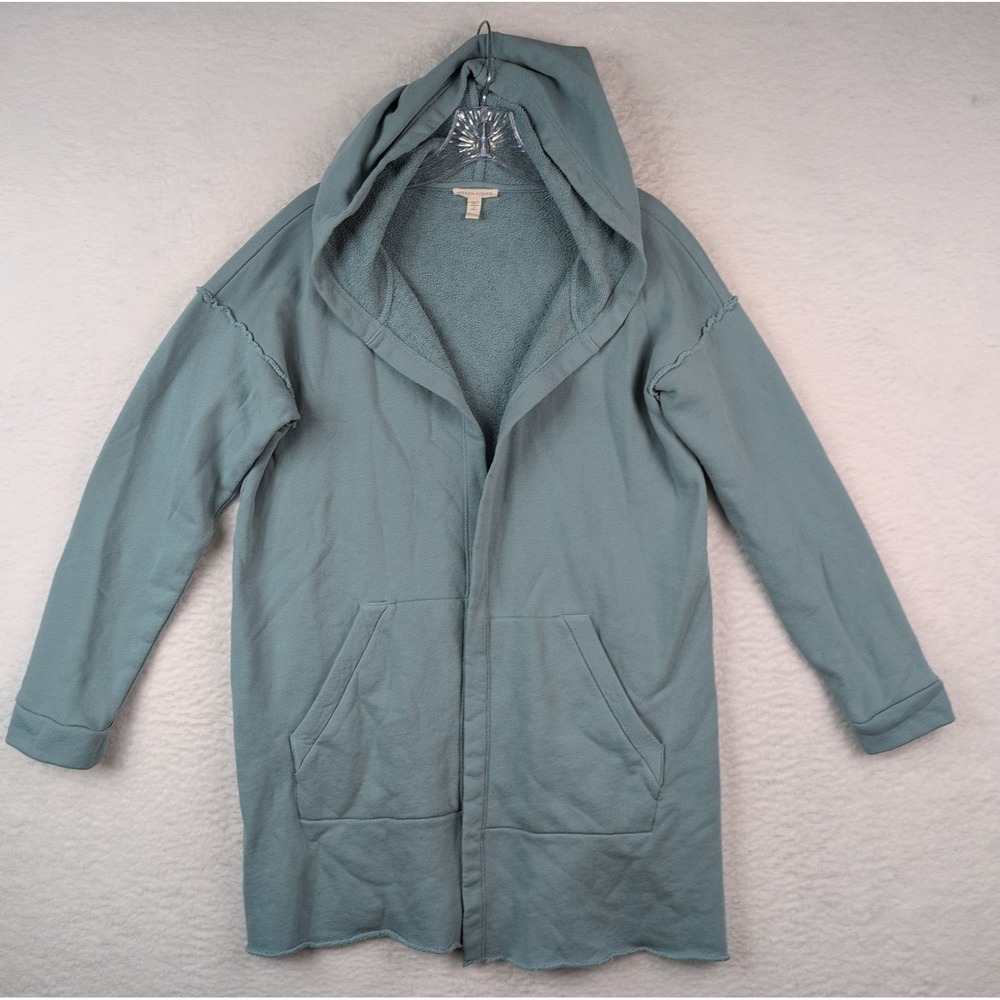 Eileen Fisher Blue Organic Cotton Terry Open‎ Hoodie Cardigan XXS